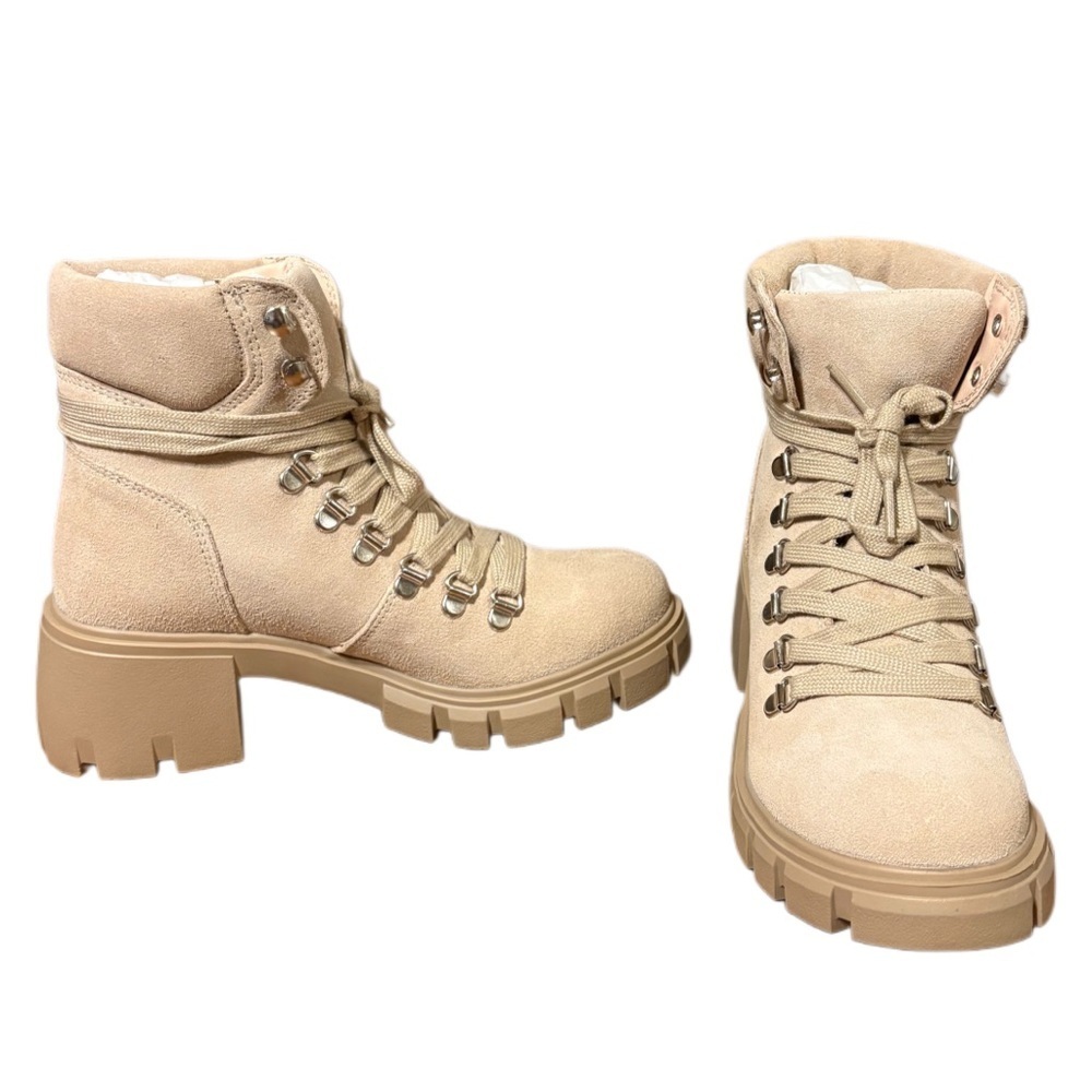 Steve Madden Beige Lace Up Boots - Picture 3 of 9